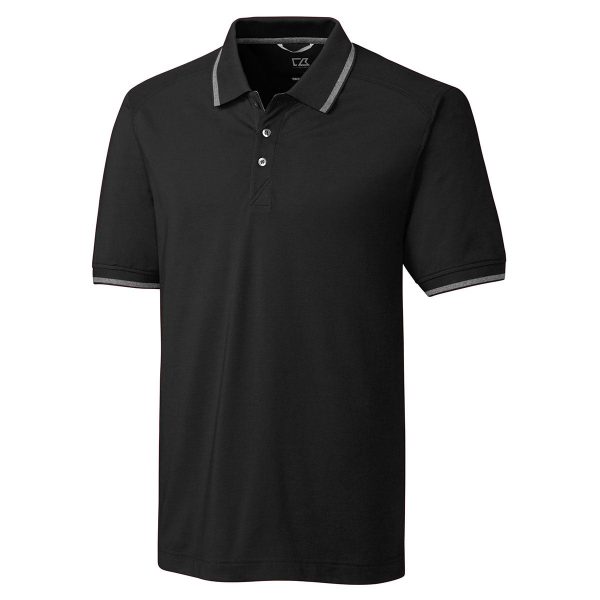 Cutter & Buck Men s Black Tall DryTec Short Sleeve Advantage Tipped Polo Online